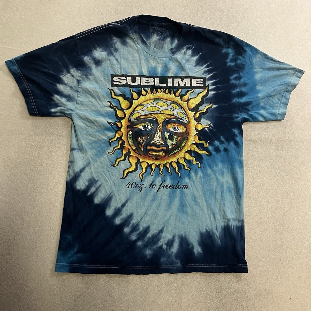 Sublime 40oz To Freedom Shirt Mens Large Blue Tie Dye Sun Graphic Tee